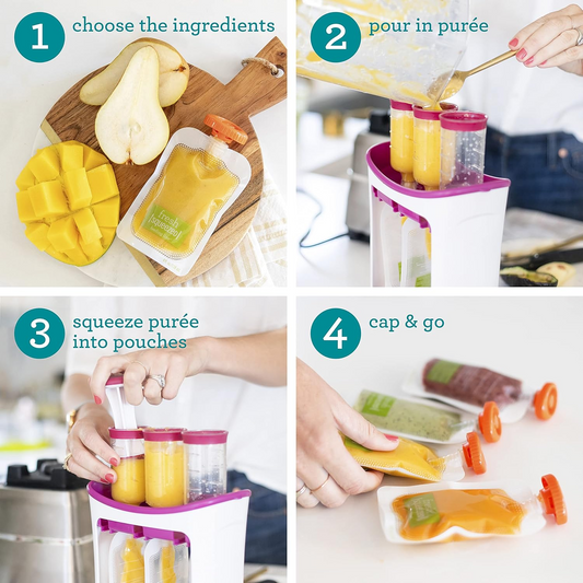 Compression station for homemade baby food.